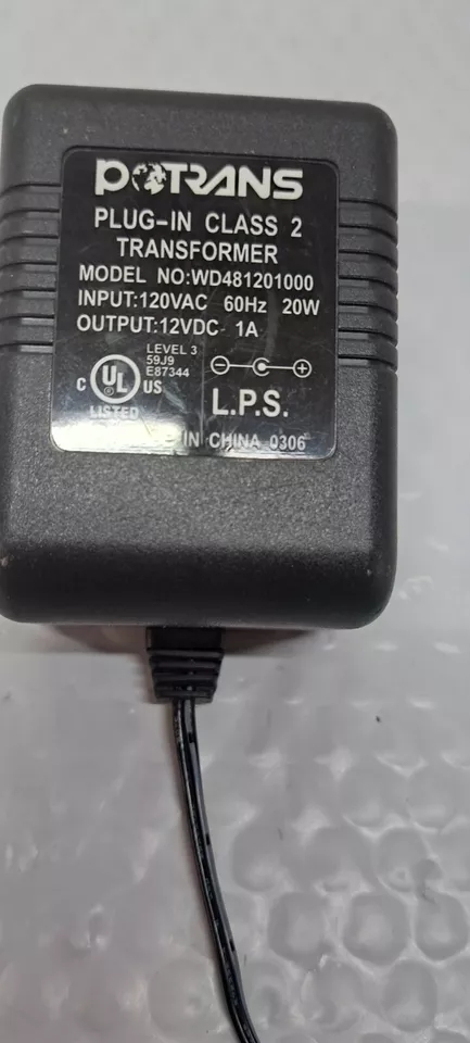 *Brand NEW*Potrans Plug-In Class 2 Transformer 12VDC 1A AC Adapter WD481201000 Power Cable